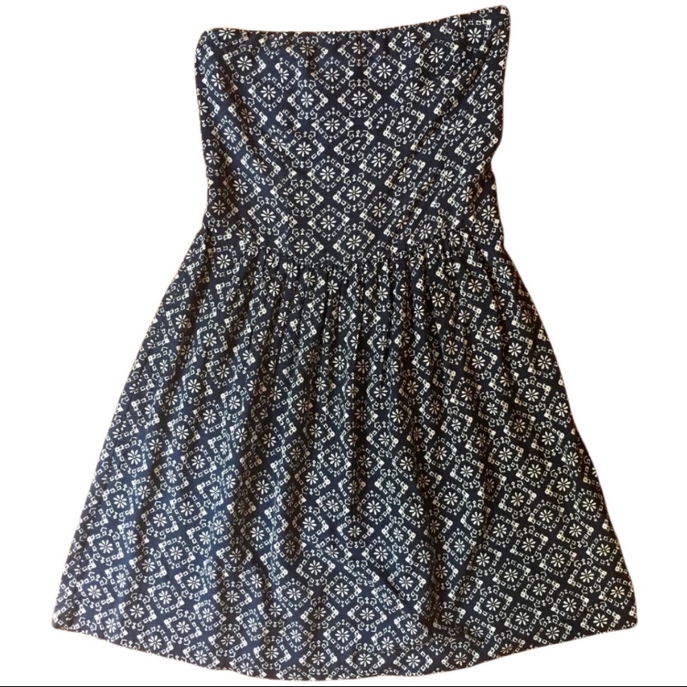 Abercrombie & Fitch strapless women’s navy print sun dress XS